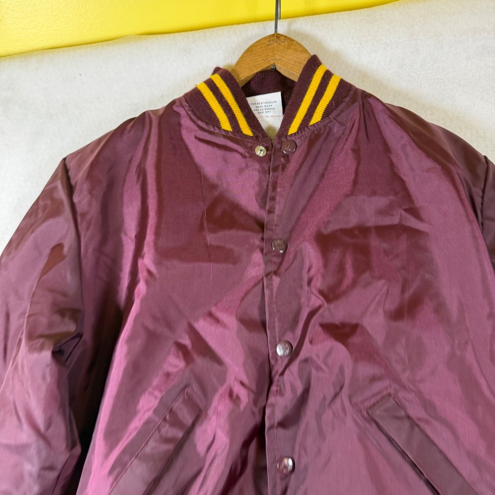 Birdie by Richard A Leslie Vintage Varsity Bomber Jacket Maroon Yellow XS USA
